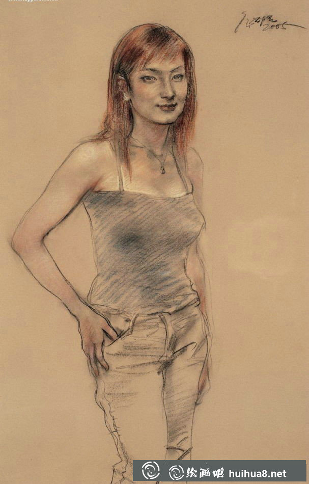 庞茂琨人物色粉画作品4