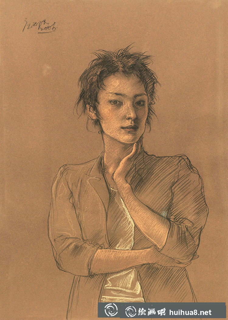 庞茂琨人物色粉画作品6