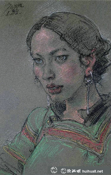 庞茂琨人物色粉画作品11