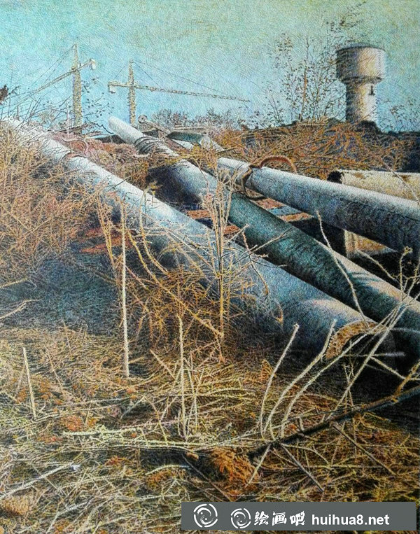 彩色钢笔画作品《静谧的晨曦》赏析