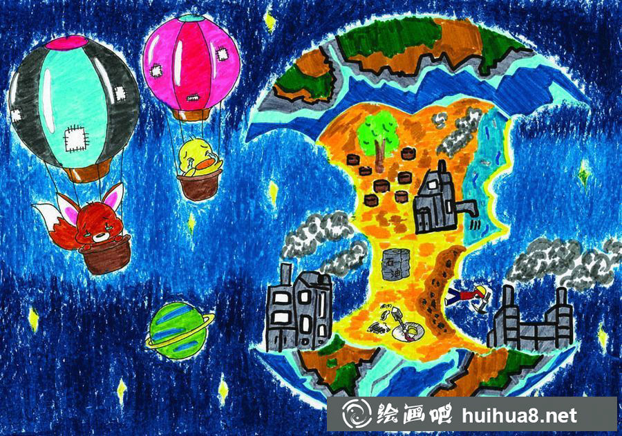 小朋友的环保画作:节约用水