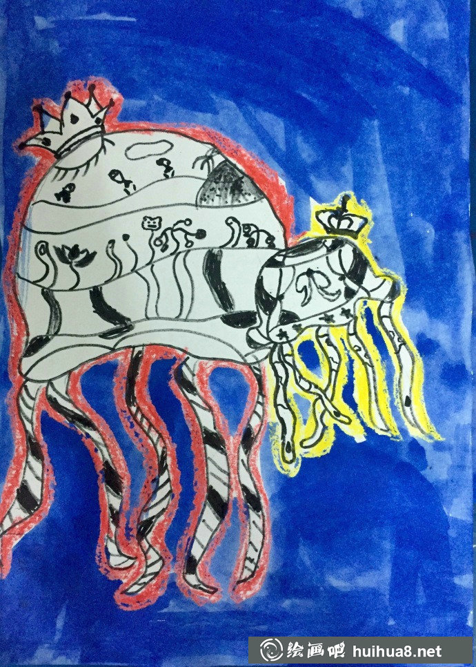 梦幻的水母儿童画