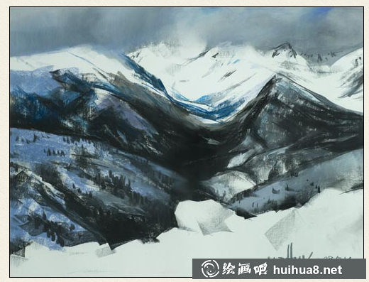 杭鸣时风景色粉画作品欣赏
