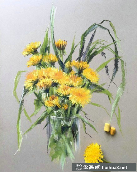 色粉画作品:梦幻的紫罗兰