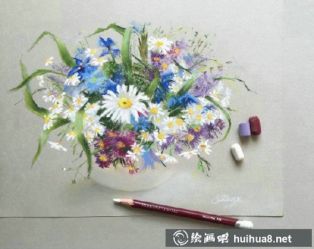 色粉画作品:夏日的莲花