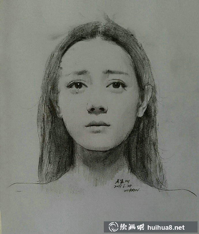 迪丽热巴悲伤流泪素描画像