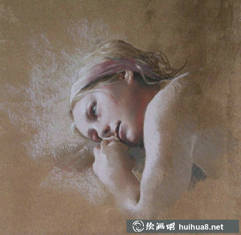 细腻的色粉画人物