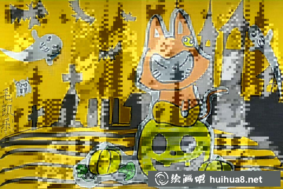 万圣节巫师儿童绘画作品