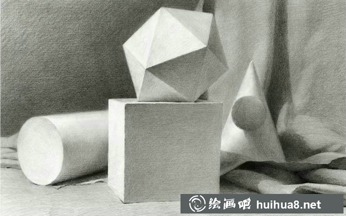 圆柱体与长方体组合素描