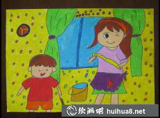 三八妇女节儿童水彩画作品4
