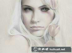 彩铅画美女插画2