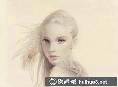 彩铅画美女插画3