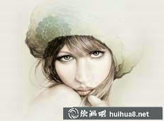 彩铅画美女插画1