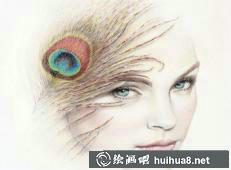 彩铅画美女插画4