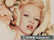 珍妮佛·希利的沉思女性彩铅画