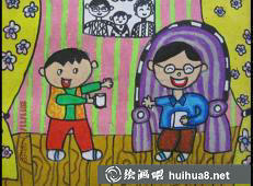 三八妇女节儿童水彩画作品3