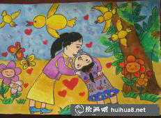 三八妇女节儿童水彩画作品15