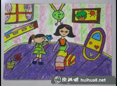 三八妇女节儿童水彩画作品25