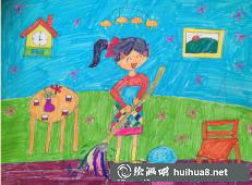 三八妇女节儿童水彩画作品5