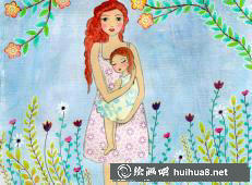 三八妇女节儿童水彩画作品6
