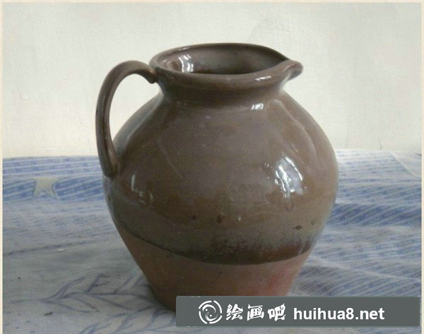 简单水粉画陶罐