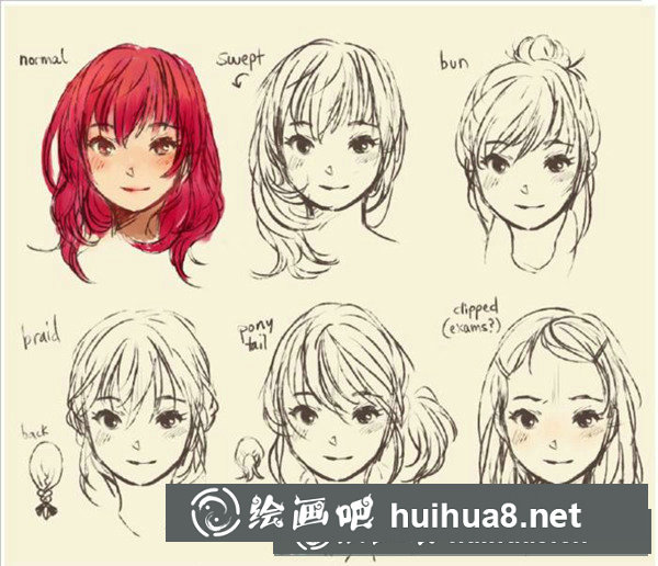 漫画女生头发画法