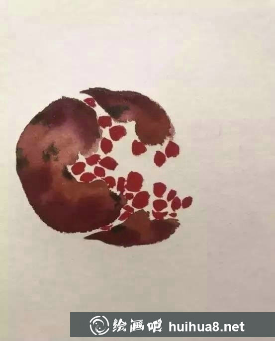 国画石榴的画法步骤