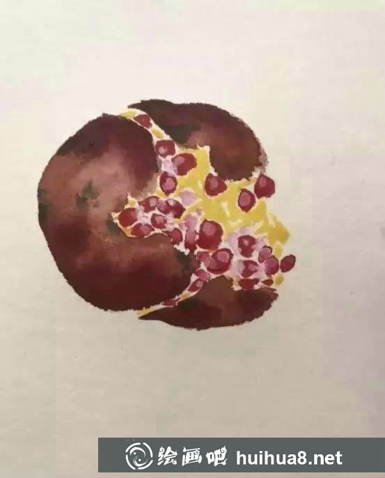 国画石榴的画法步骤