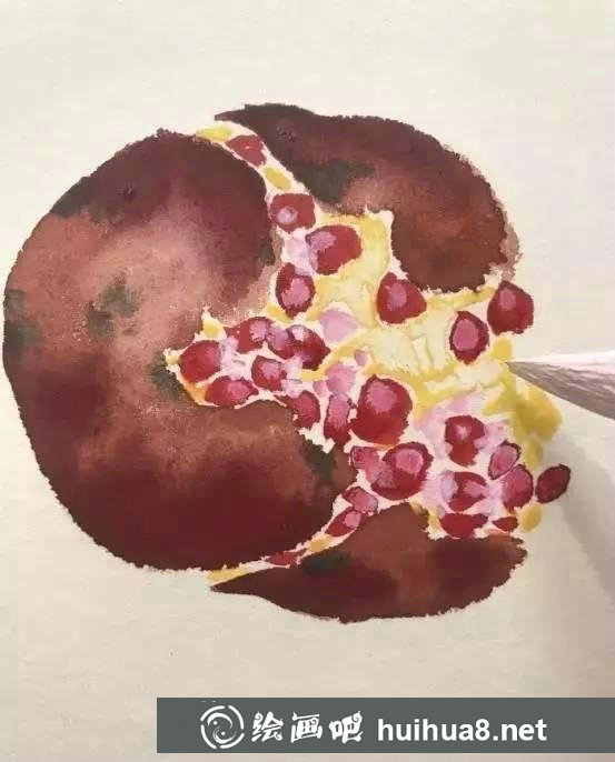 国画石榴的画法步骤