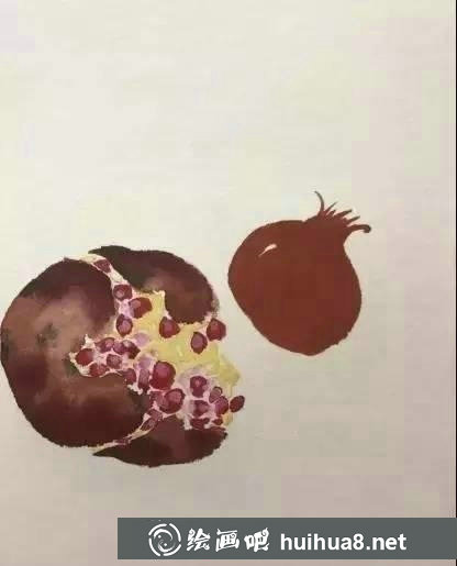 国画石榴的画法步骤