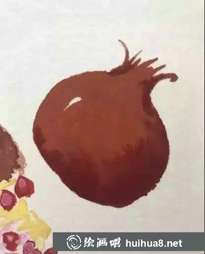 国画石榴的画法步骤