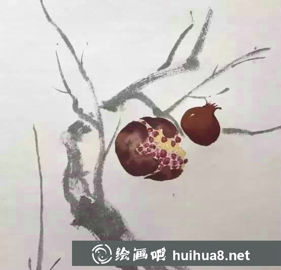 国画石榴的画法步骤
