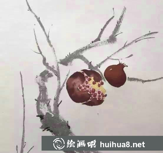 国画石榴的画法步骤