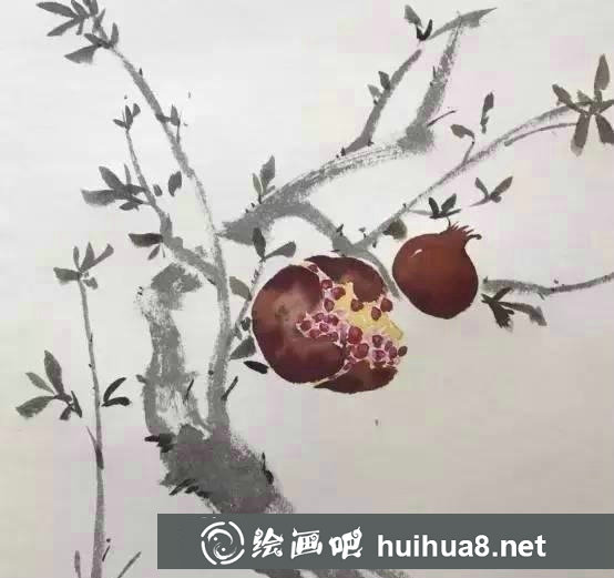 国画石榴的画法步骤