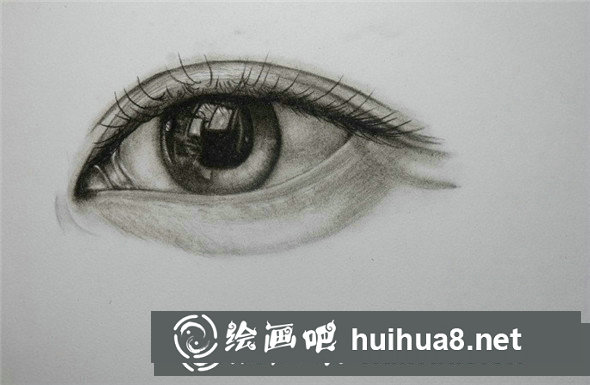 炭笔教学:唯美眼睛手绘教程