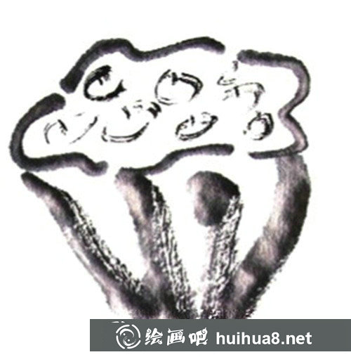 国画教程:水墨莲蓬的手绘步骤