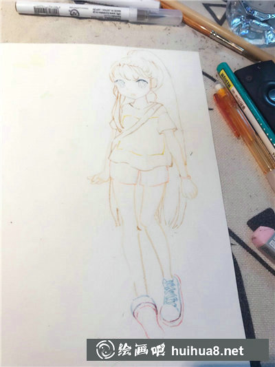 水彩手绘漫画少女教程