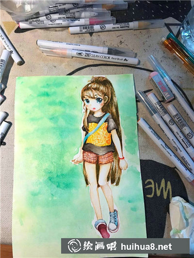 水彩手绘漫画少女教程