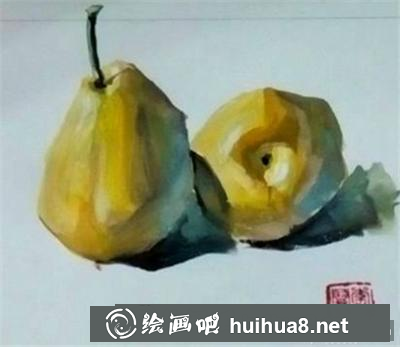 水果水粉画教程之怎么画雪梨