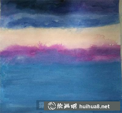 水粉画碧海蓝天绘画教程