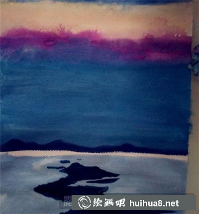 水粉画碧海蓝天绘画教程