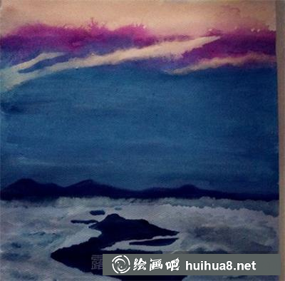 水粉画碧海蓝天绘画教程