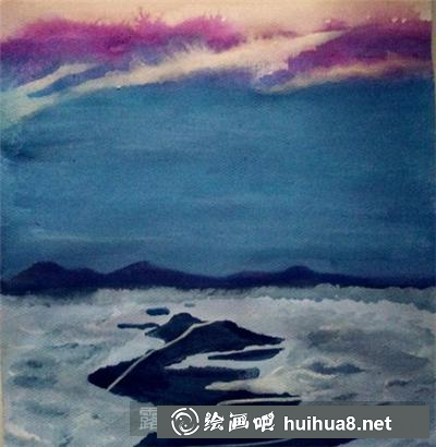 水粉画碧海蓝天绘画教程