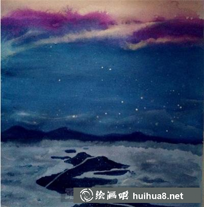 水粉画碧海蓝天绘画教程
