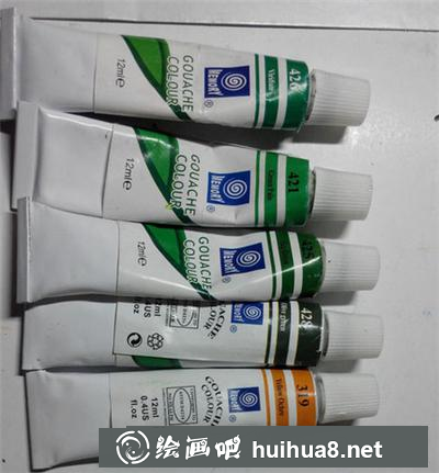 水粉画教程：喷墨树木