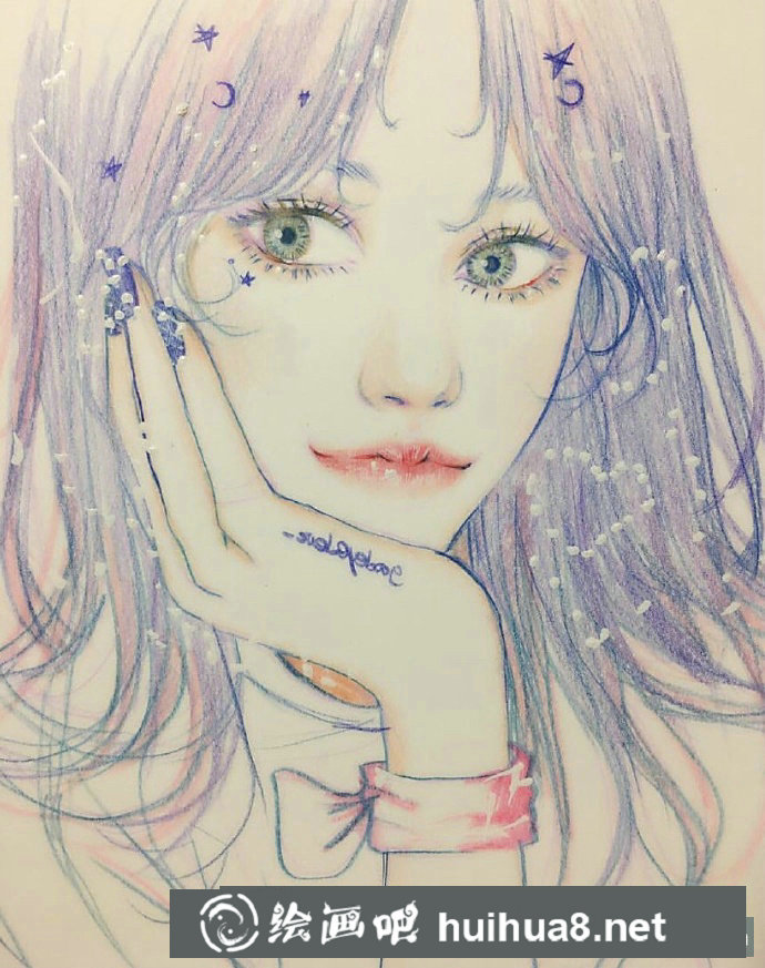 彩铅画人物头像1