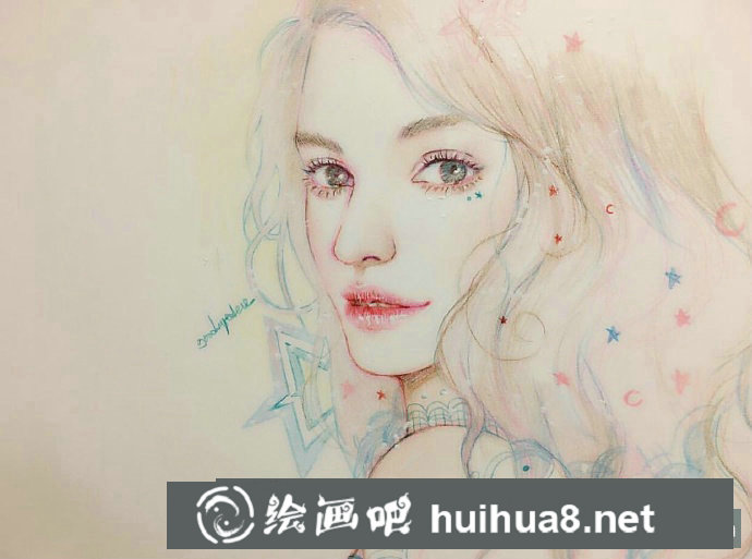 彩铅画人物头像3