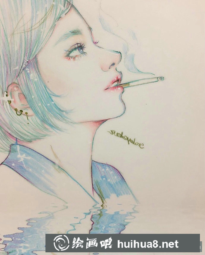 彩铅画人物头像4