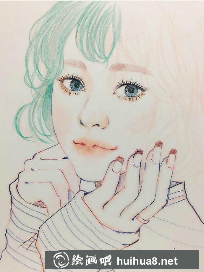 彩铅画人物头像6