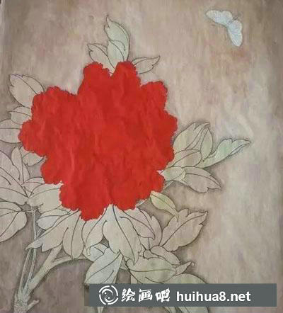 工笔画教程怎么画《王红粉蝶》